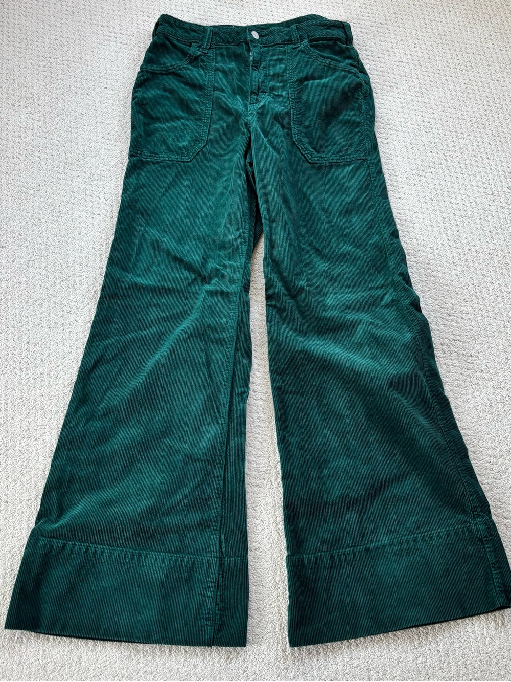 Anthropologie Pilcro Wide-Leg Corduroy Pants - Deep Green